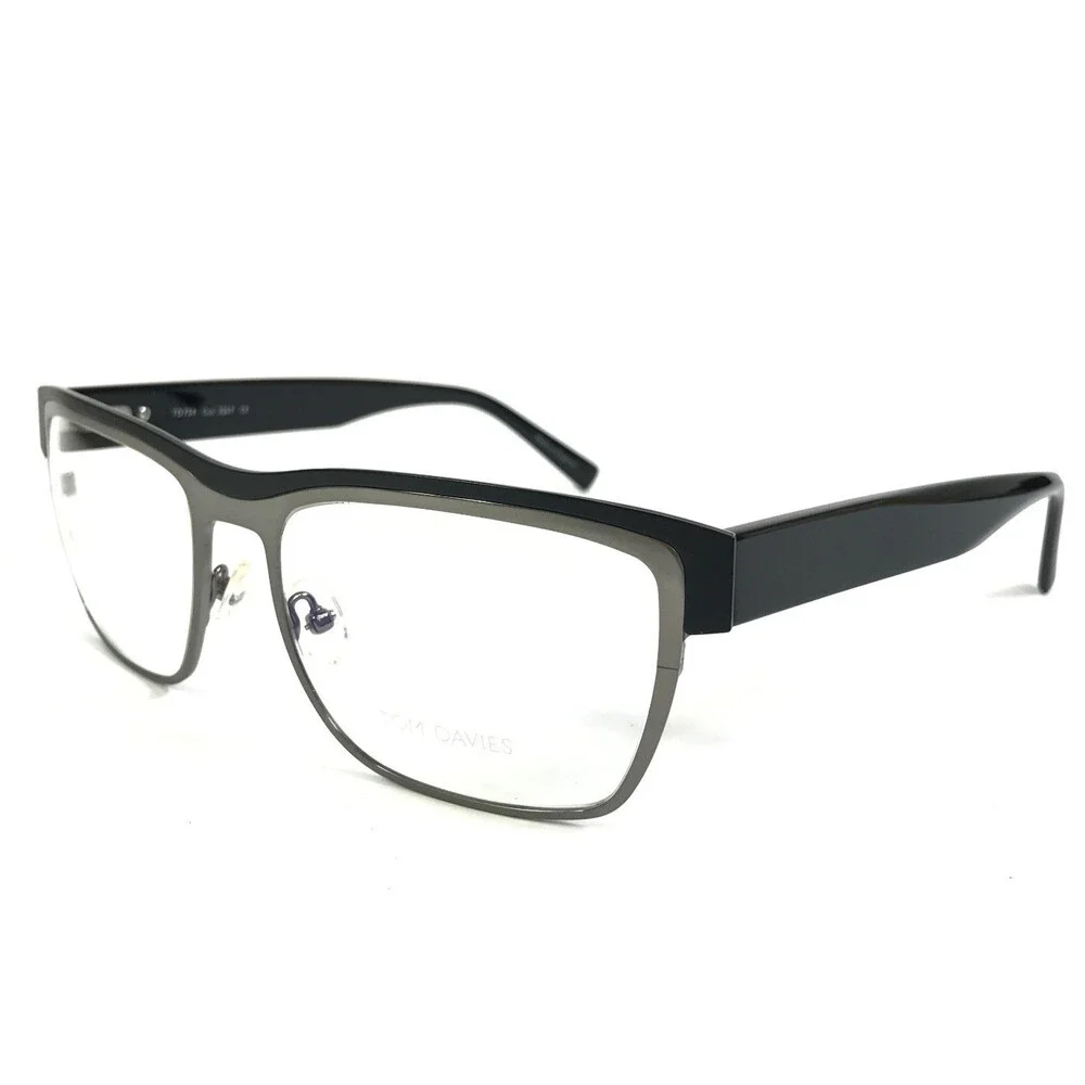 Tom Davies Eyeglasses Frames TD754 Col. 2267 Shiny Ruthenium Black 57-18-145